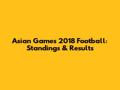 Asian Games 2018 Football: Standings & Results