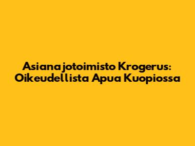 Asianajotoimisto Krogerus: Oikeudellista Apua Kuopiossa