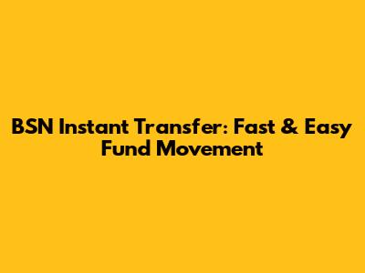 BSN Instant Transfer: Fast & Easy Fund Movement