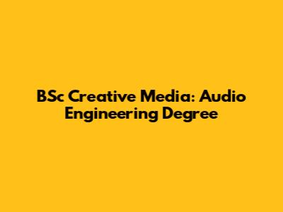 BSc Creative Media: Audio Engineering Degree