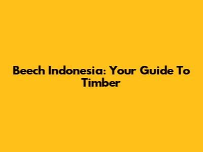 Beech Indonesia: Your Guide To Timber