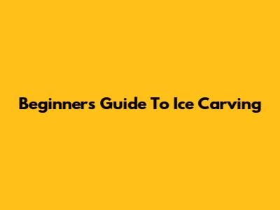 Beginner's Guide To Ice Carving