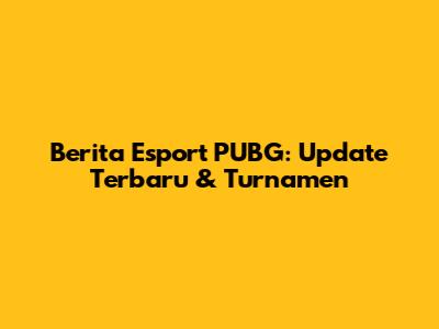 Berita Esport PUBG: Update Terbaru & Turnamen