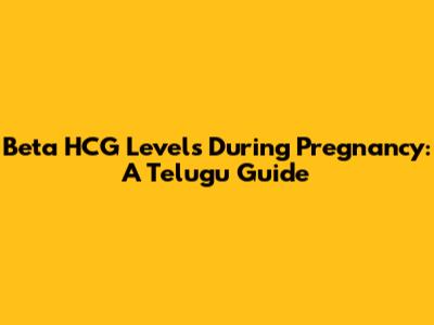 Beta HCG Levels During Pregnancy: A Telugu Guide