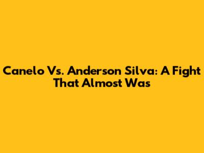 Canelo Vs. Anderson Silva: A Fight That Almost Was