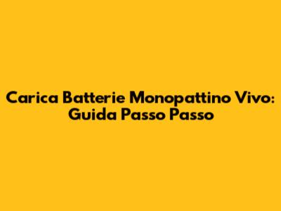 Carica Batterie Monopattino Vivo: Guida Passo Passo