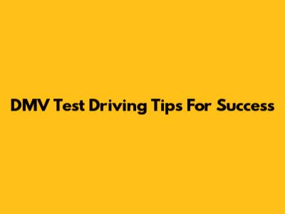 DMV Test Driving Tips For Success