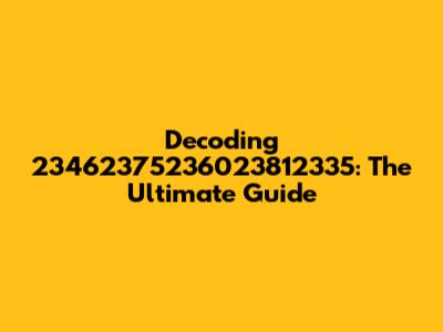 Decoding 23462375236023812335: The Ultimate Guide