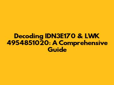 Decoding IDN3E170 & LWK 4954851020: A Comprehensive Guide