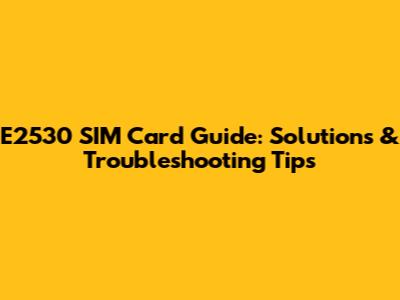 E2530 SIM Card Guide: Solutions & Troubleshooting Tips