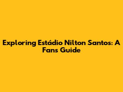 Exploring Estádio Nilton Santos: A Fan's Guide