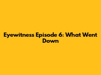 Eyewitness Episode 6: What Went Down