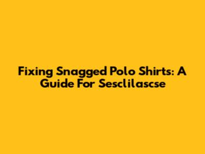 Fixing Snagged Polo Shirts: A Guide For Sesclilascse