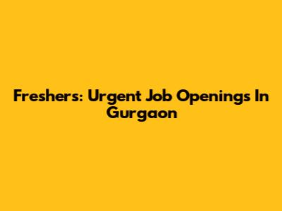 Freshers: Urgent Job Openings In Gurgaon
