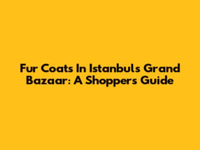 Fur Coats In Istanbul's Grand Bazaar: A Shopper's Guide