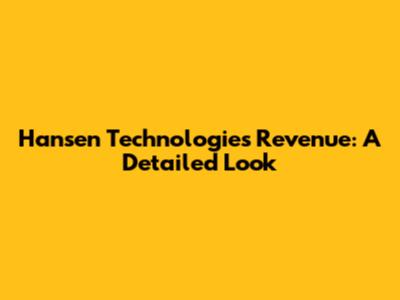 Hansen Technologies' Revenue: A Detailed Look
