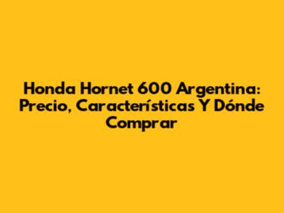 Honda Hornet 600 Argentina: Precio, Características Y Dónde Comprar