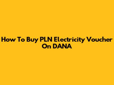 How To Buy PLN Electricity Voucher On DANA