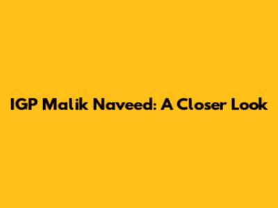 IGP Malik Naveed: A Closer Look