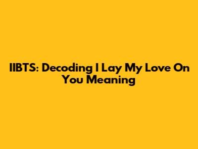 IIBTS: Decoding 'I Lay My Love On You' Meaning