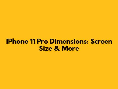 IPhone 11 Pro Dimensions: Screen Size & More