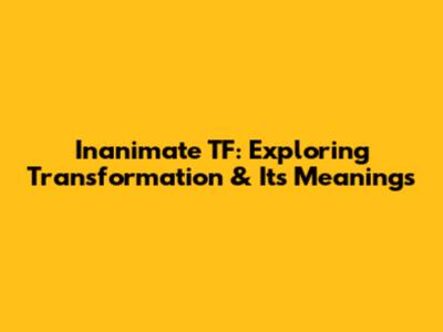 Inanimate TF: Exploring Transformation & Its Meanings