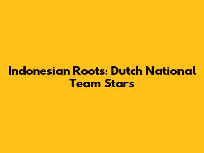 Indonesian Roots: Dutch National Team Stars