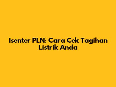 Isenter PLN: Cara Cek Tagihan Listrik Anda