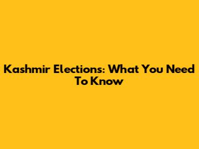 Kashmir Elections: What You Need To Know