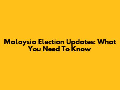 Malaysia Election Updates: What You Need To Know