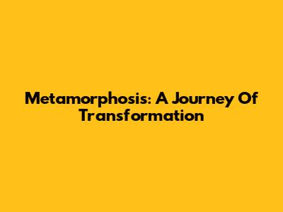 Metamorphosis: A Journey Of Transformation