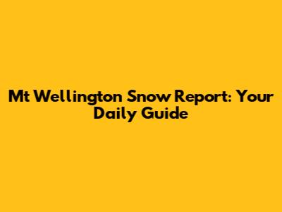 Mt Wellington Snow Report: Your Daily Guide
