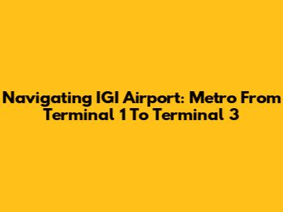 Navigating IGI Airport: Metro From Terminal 1 To Terminal 3