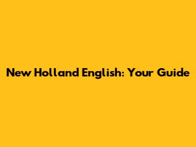 New Holland English: Your Guide