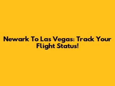 Newark To Las Vegas: Track Your Flight Status!