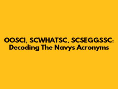 OOSCI, SCWHATSC, SCSEGGSSC: Decoding The Navy's Acronyms