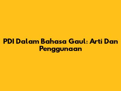 PDI Dalam Bahasa Gaul: Arti Dan Penggunaan