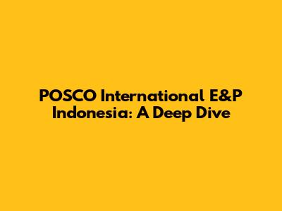 POSCO International E&P Indonesia: A Deep Dive