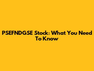 PSEFNDGSE Stock: What You Need To Know