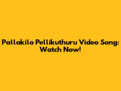 Pallakilo Pellikuthuru Video Song: Watch Now!