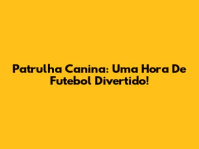 Patrulha Canina: Uma Hora De Futebol Divertido!
