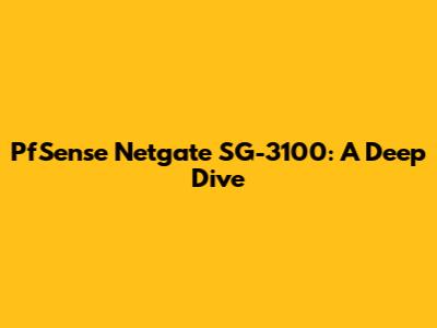 PfSense Netgate SG-3100: A Deep Dive