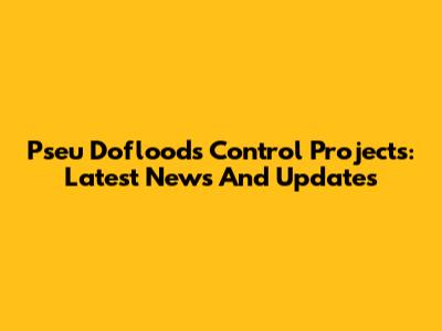 Pseu Dofloods Control Projects: Latest News And Updates