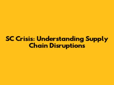 SC Crisis: Understanding Supply Chain Disruptions