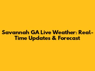 Savannah GA Live Weather: Real-Time Updates & Forecast