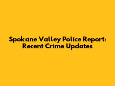 Spokane Valley Police Report: Recent Crime Updates