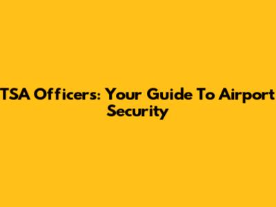TSA Officers: Your Guide To Airport Security