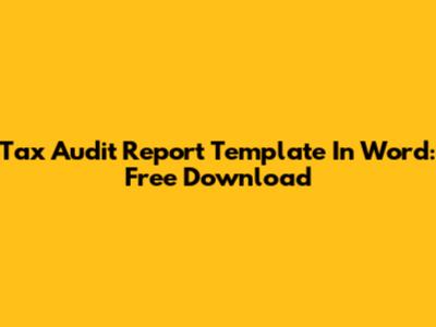 Tax Audit Report Template In Word: Free Download