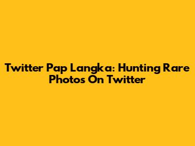 Twitter Pap Langka: Hunting Rare Photos On Twitter