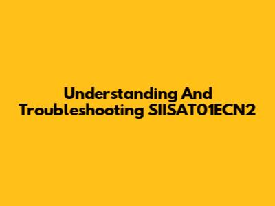 Understanding And Troubleshooting SIISAT01ECN2